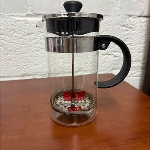Bodum Clear Glass French Press with Black Handle and Silver Lid